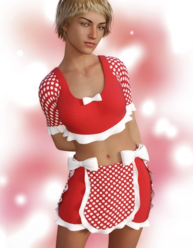 Polkadot Ruffled Top with Bows for Genesis 8 Female image