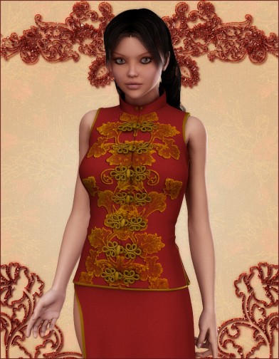 Crimson Flower Dress for V4