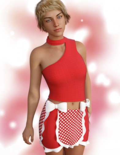 Polkadot Ruffled Skirt with Bows for Genesis 8 Female image