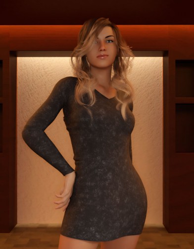 Long Sleeve Little Black Dress for Genesis 8 Female image