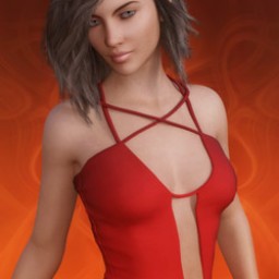 Devilish Short Red Dress for Genesis 3 Female image