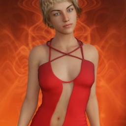 Devilish Short Red Dress for Genesis 8 Female image