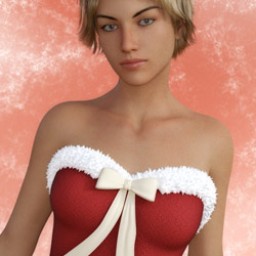 Little Red Santa Dress for Genesis 8 Female image